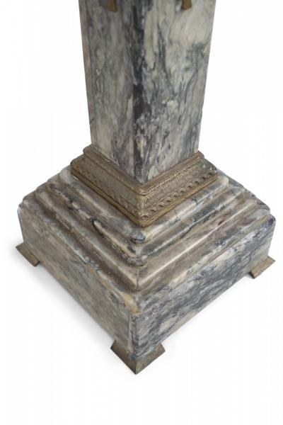 Pair of French Louis XVI Style Gray Marble and Bronze Display Pedestals