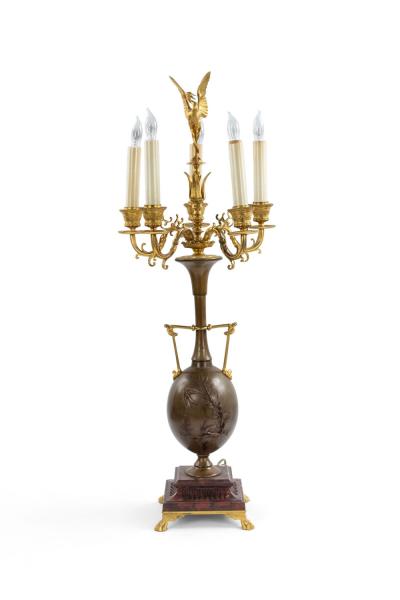 Pair of French Louis XVI Style Ormolu and Bronze Figural Candelabras