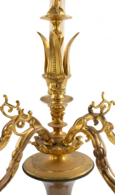 Pair of French Louis XVI Style Ormolu and Bronze Figural Candelabras