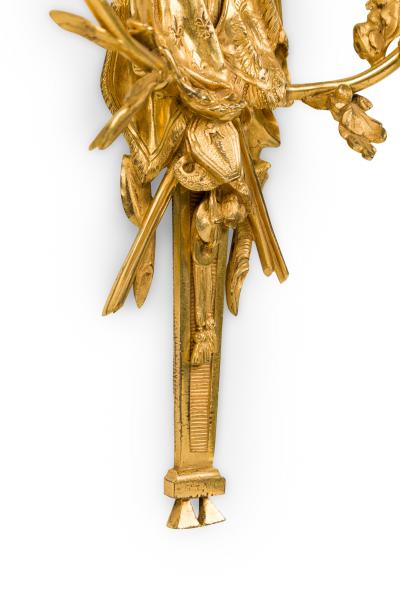 Pair of French Louis XVI style Bronze Wall Sconce with Flags