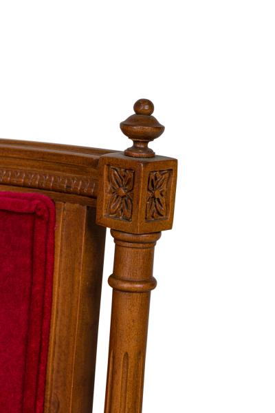 Pair of French Louis XVI style Red Velvet Upholstered High Back Armchairs