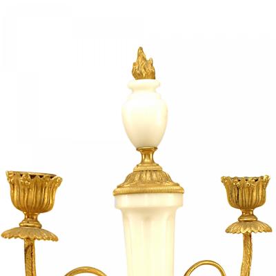 Pair of French Marble and Gilt Bronze Candelabras