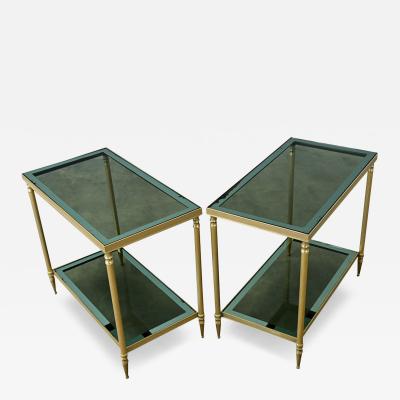 Pair of French Mid Century Brass and Glass Cocktail Tables