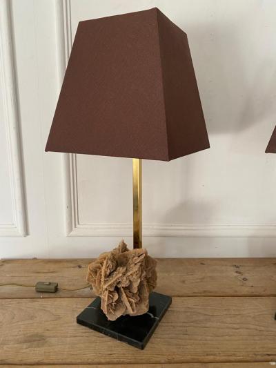 Pair of French Mid Century Desert Rose Table Lamps