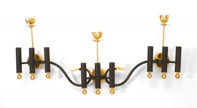 Pair of French Mid Century Gilt Brass Wall Sconces