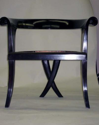 Pair of French Mid Century Lounge Chairs in the Modern Neoclassical Style
