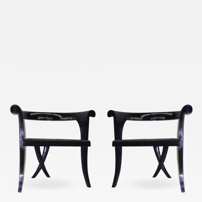 Pair of French Mid Century Lounge Chairs in the Modern Neoclassical Style