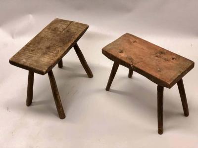 Pair of French Mid Century Modern Craftsman or Brutalist Wood Benches
