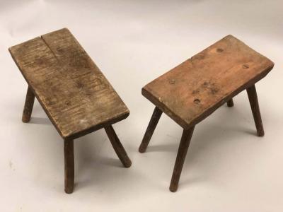 Pair of French Mid Century Modern Craftsman or Brutalist Wood Benches
