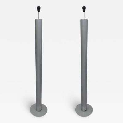 Pair of French Mid Century Modern Enameled Steel Floor Lamps 1970