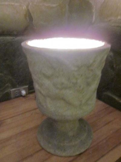 Pair of French Mid Century Modern Lighted Stone Urns Table Lamps
