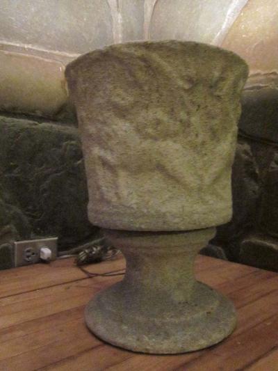 Pair of French Mid Century Modern Lighted Stone Urns Table Lamps