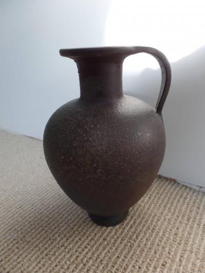 Pair of French Mid Century Modern Neoclassical Vases Amphora in Bronze Patina