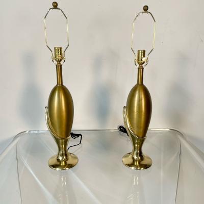 Pair of French Mid Century Modern Sculptural Bronze Table Desk Lamps
