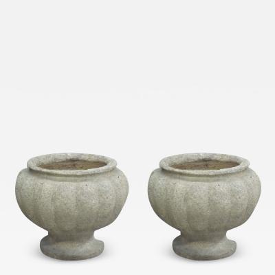Pair of French Mid Century Modern Stone Table Lamps in the Form of Urns