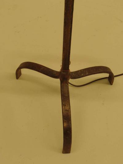 Pair of French Mid Century Partially Gilt Wrought Iron Floor Lamps 1940