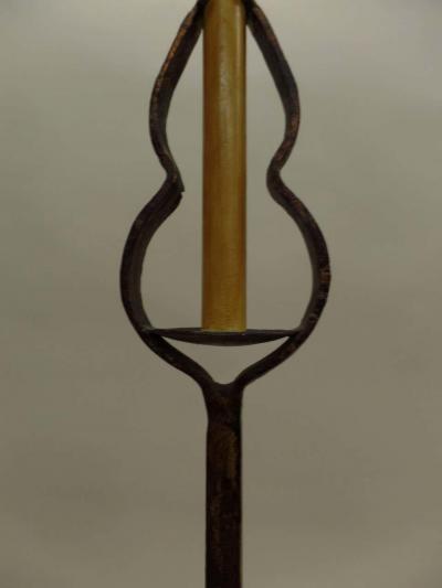Pair of French Mid Century Partially Gilt Wrought Iron Floor Lamps 1940