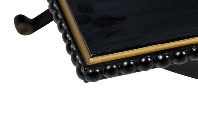 Pair of French Mid Century Style Black Lacquer Transitional Cross Base Cocktail