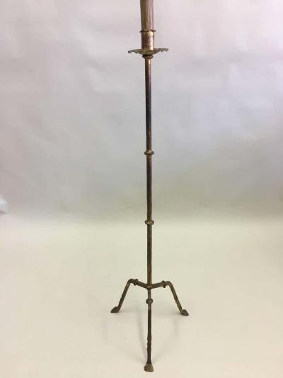 Pair of French Midcentury Gilt Wrought Iron Floor Lamps circa 1940