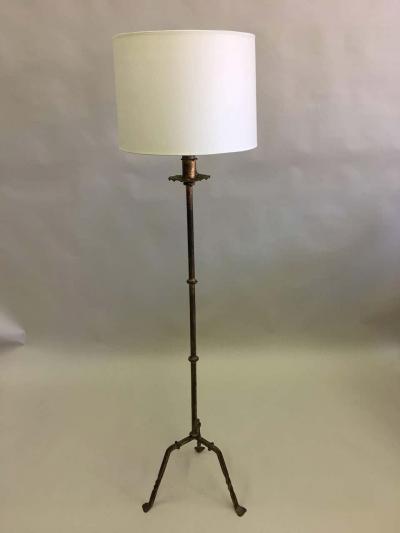 Pair of French Midcentury Gilt Wrought Iron Floor Lamps circa 1940