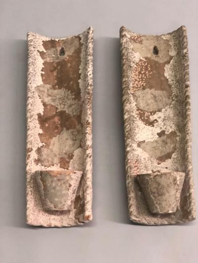 Pair of French Midcentury Rustic Terracotta Wall Sconces