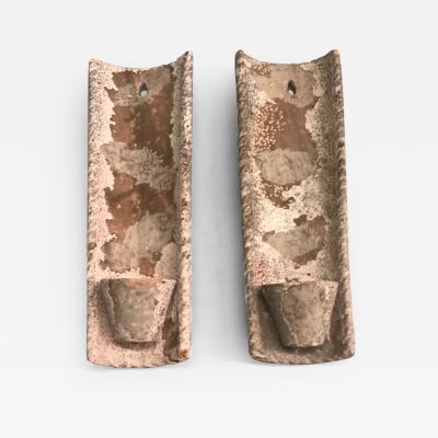 Pair of French Midcentury Rustic Terracotta Wall Sconces