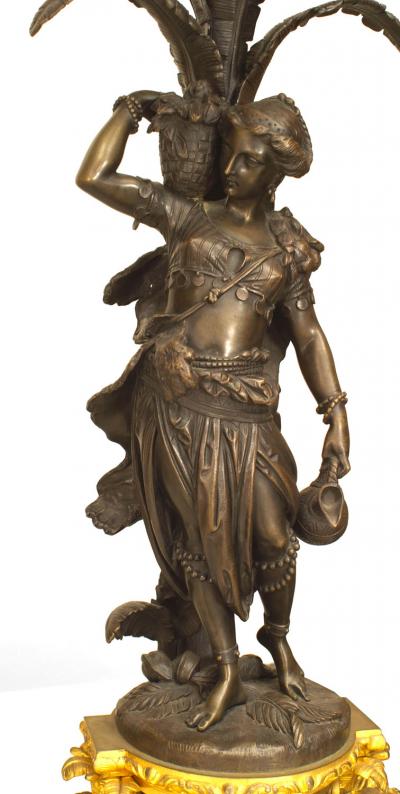 Pair of French Napoleon III Bronze Figural Candelabras