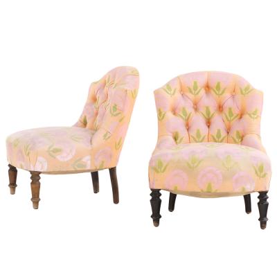 Pair of French Napoleon III Slipper Chairs C 1860 