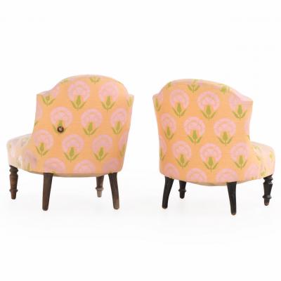 Pair of French Napoleon III Slipper Chairs C 1860 