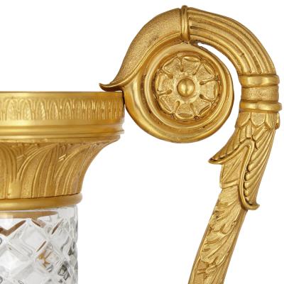 Pair of French Neoclassical Style Gilt Bronze and Cut Glass Lamps