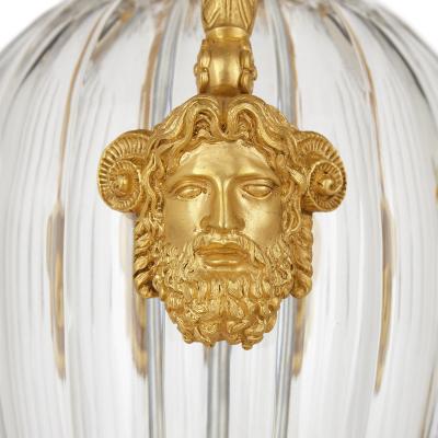 Pair of French Neoclassical Style Gilt Bronze and Cut Glass Lamps