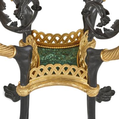 Pair of French Neoclassical Style Malachite and Gilt Bronze Side Tables