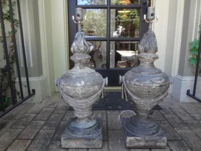 Pair of French Neoclassical Style Zinc Lamps