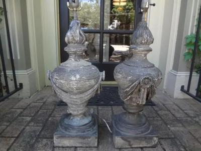 Pair of French Neoclassical Style Zinc Lamps