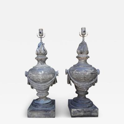 Pair of French Neoclassical Style Zinc Lamps