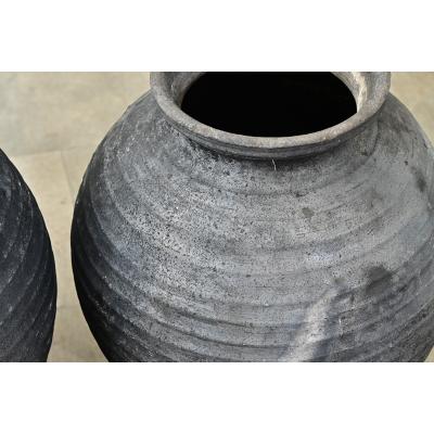 Pair of French Noir Terracotta Pots