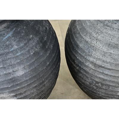 Pair of French Noir Terracotta Pots