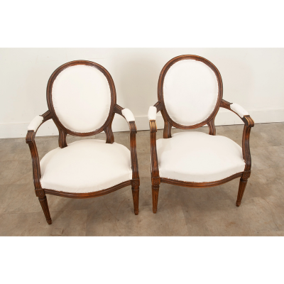 Pair of French Oak Louis XVI Style Fauteuils