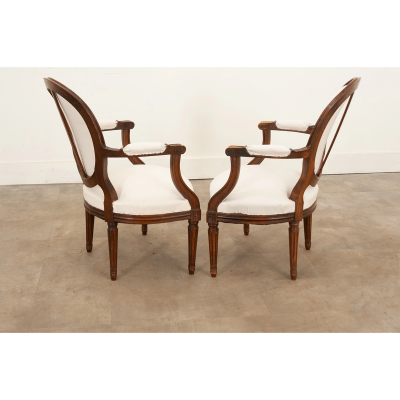 Pair of French Oak Louis XVI Style Fauteuils