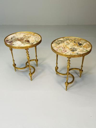 Pair of French Ormolu Marble Gueridons Circular 19th Century Adam Weisweiler