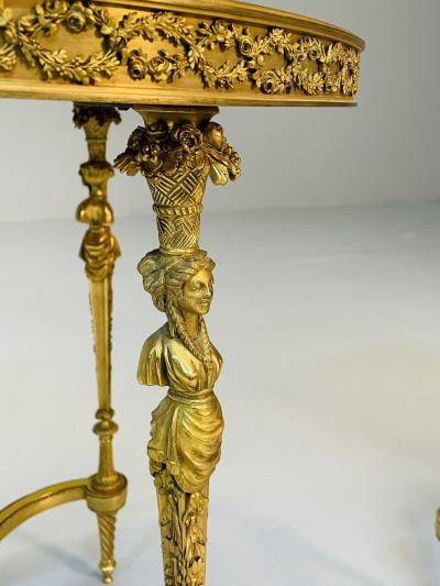 Pair of French Ormolu Marble Gueridons Circular 19th Century Adam Weisweiler