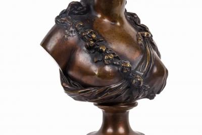 Pair of French Ormolu and Patinated Bronze Figural Busts on Porphyry Bases