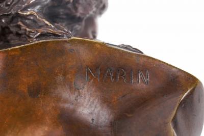 Pair of French Ormolu and Patinated Bronze Figural Busts on Porphyry Bases