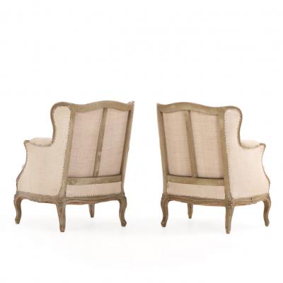 Pair of French Painted Berg res with New Upholstery C 1900