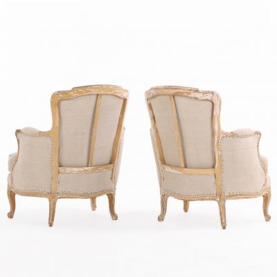 Pair of French Painted Berg res with New Upholstery C 1910