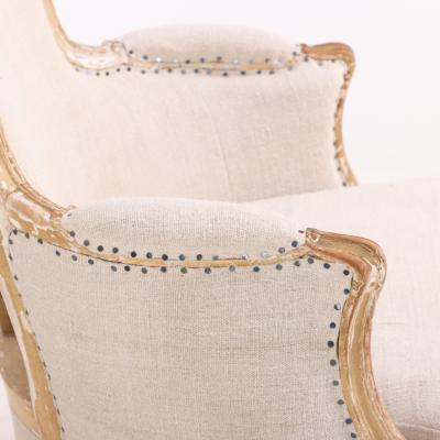 Pair of French Painted Berg res with New Upholstery C 1910