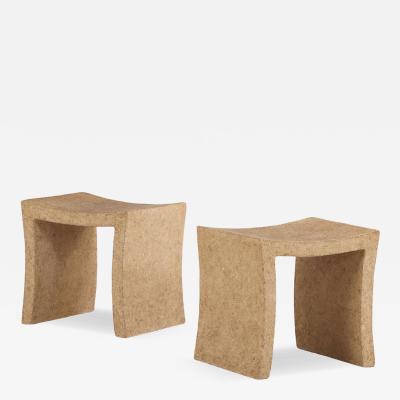 Pair of French Paper M ch Stools C 1980 