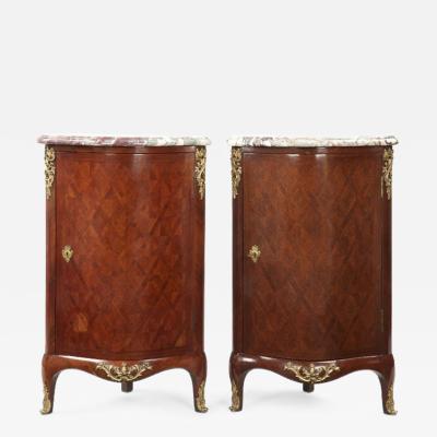 Pair of French Parquetry Ecoignures Cabinets Late 19th Century