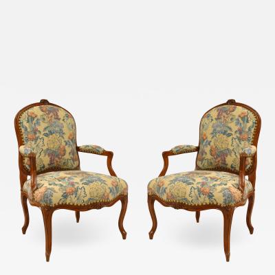 Pair of French Provincial Floral Arm Chairs