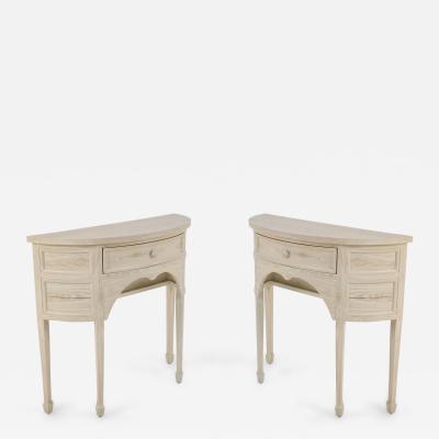 Pair of French Provincial Style Painted Demilune Console Tables